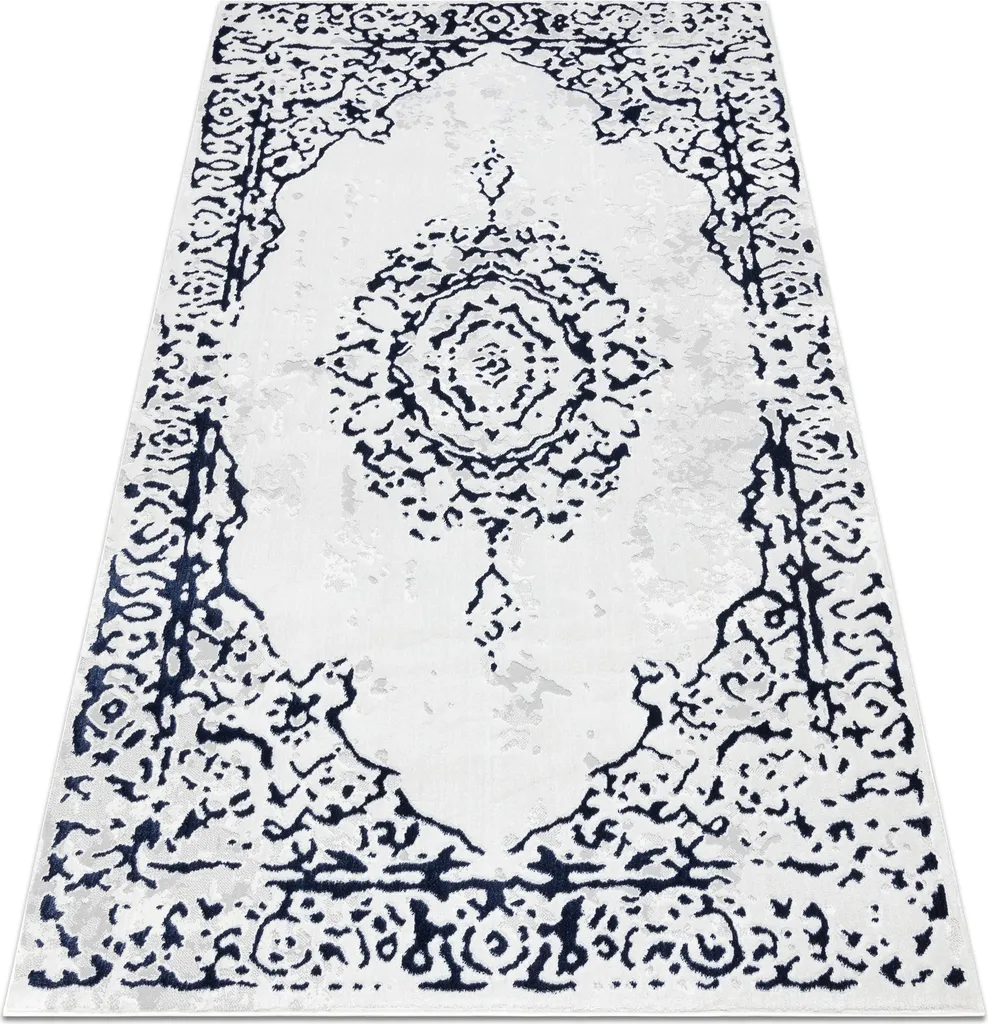 Tapis ALLURE 1961 Ornement Bleu et Blanc 80x150 cm Style Élégant