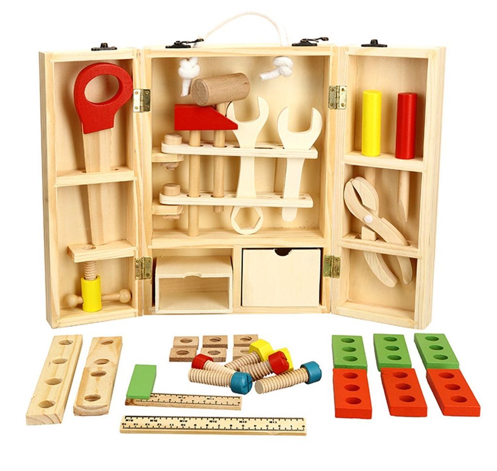 43tlg Kinder Werkzeugkoffer Spielzeug Handwerker Rollenspiel Werkzeugkasten Set