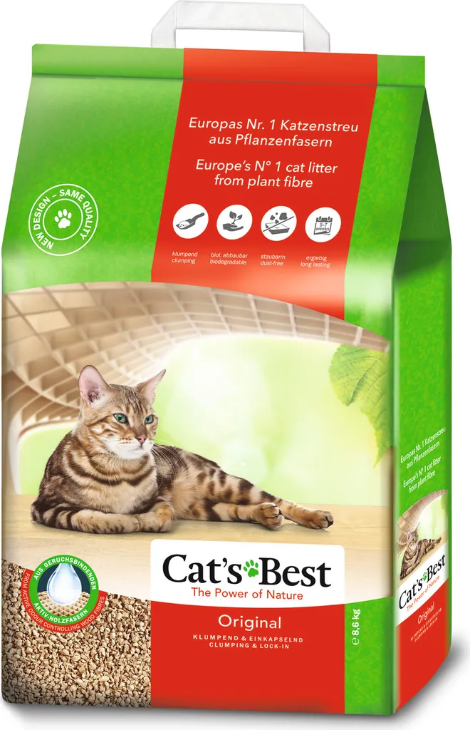 Litière CAT'S BEST Original 20l 8,60kg granulés de bois agglomérante