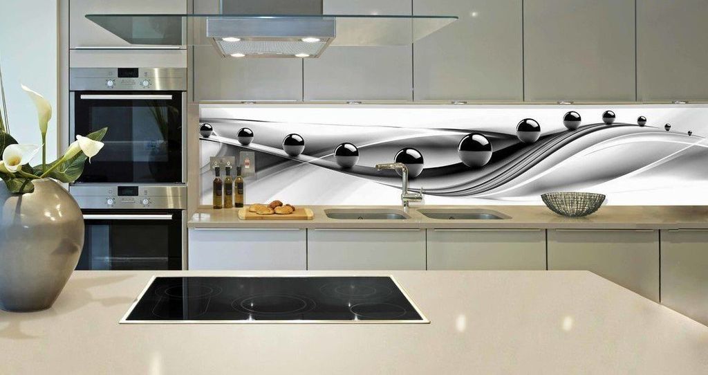 Wandverkleidung Küchenrückwand weiße Kugeln Spritzschutz 60x300cm UV-DIREKTRUCK 