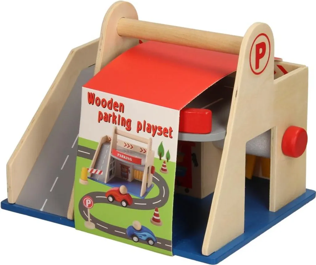 Parking en bois à 3 étages haute résistance avec finitions colorées et rampes