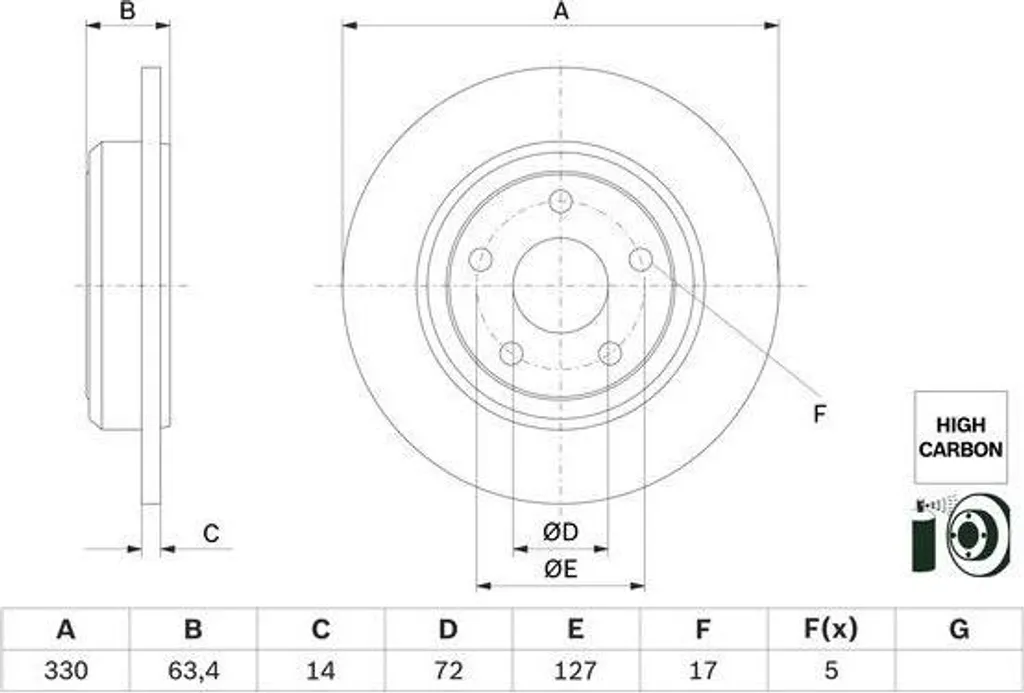 2 Disques de Frein BOSCH 0986479F89 Jeep Grand Cherokee IV WK2 350mm