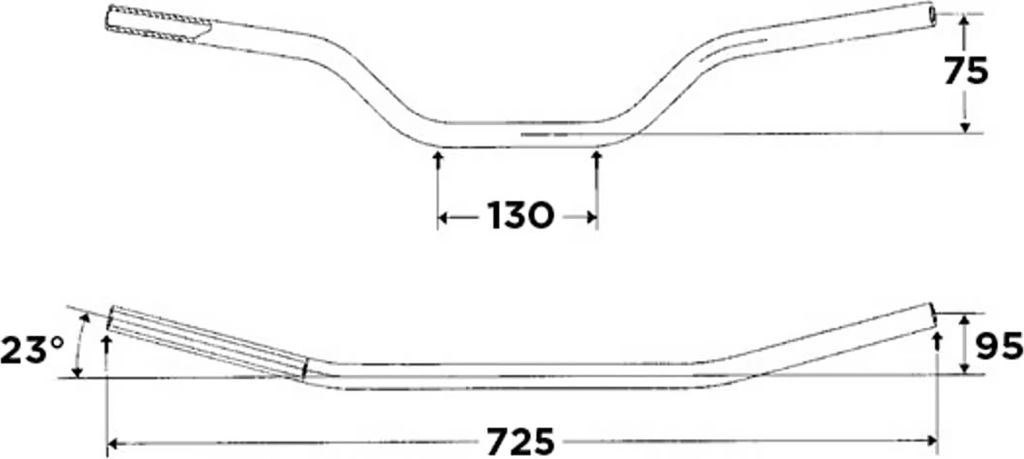 WRP-Lenker aus anodisiertem und sandgestrahltem Aluminium 6082-T6 Ø 22 mm