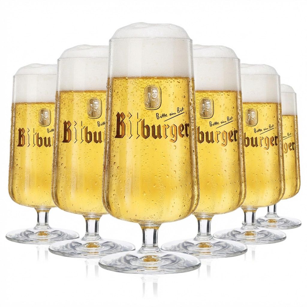 6x Bitburger Bier Glas Pokalgläser 0,2l Biergläser mit Produktbild 