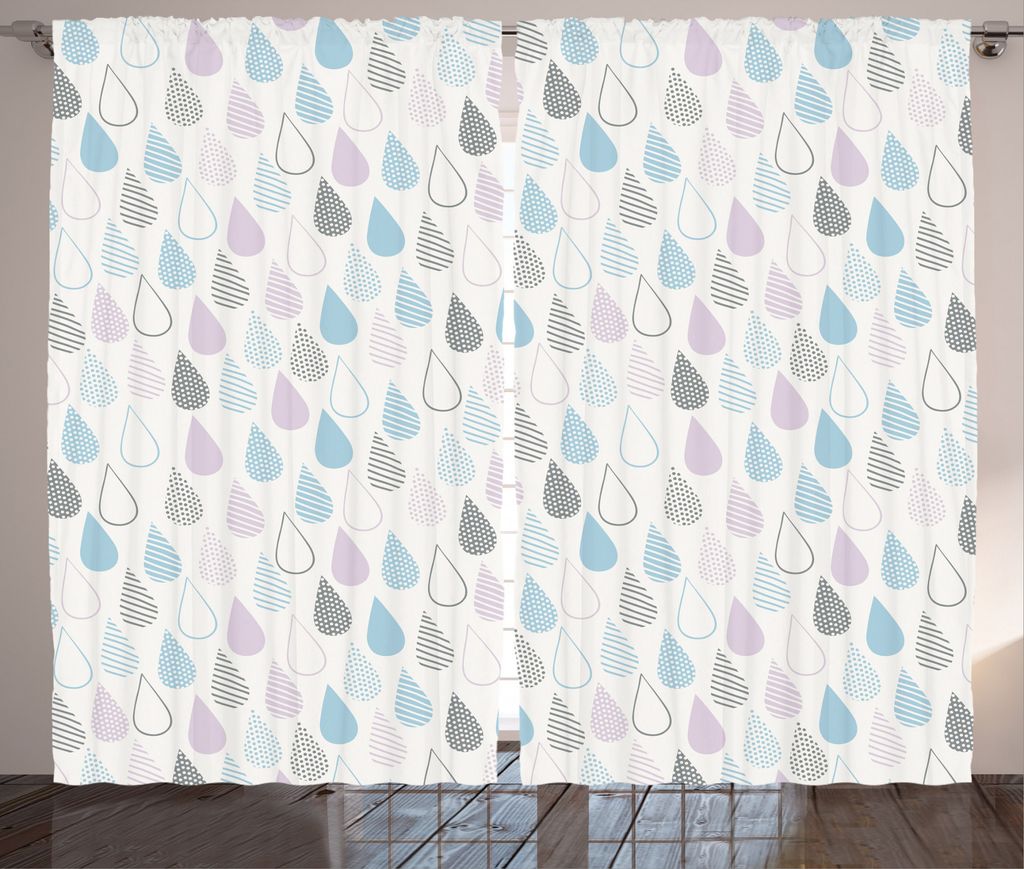 ABAKUHAUS Weiß Rustikaler Vorhang, Droplets, Wohnzimmer Universalband Gardinen mit Schlaufen und Haken, 280 x 175 cm, Mehrfarbig