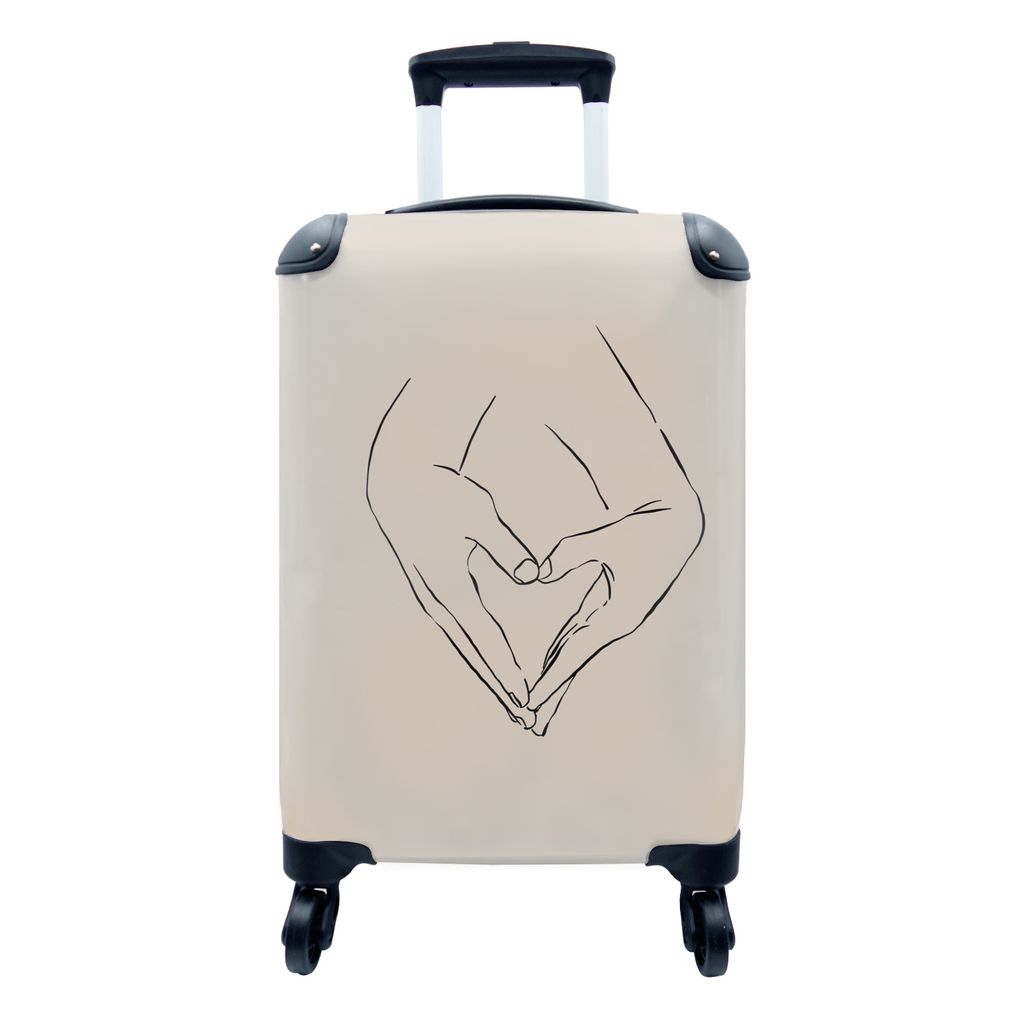 MuchoWow Koffer Handgepäck Trolley Rollkoffer Kleine Reisekoffer mit 4 Rollen - Line Art - Liebe - Valentinsgeschenk für ihn - Cabin Size < 55x...
