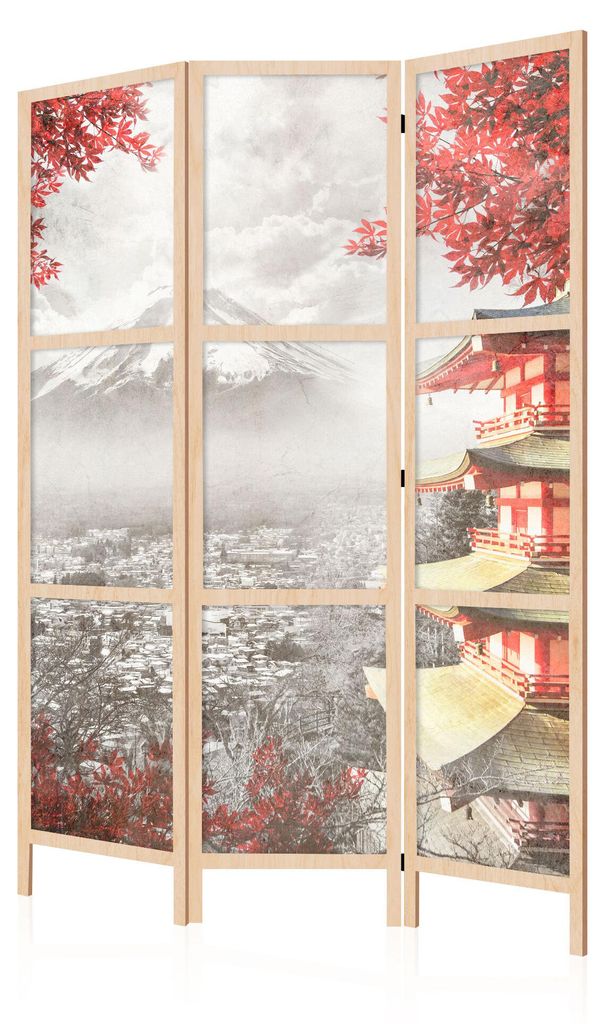 LUMASOUL Paravent einseitig, Paravent Raumteiler fur Innen, Motiv Städte Japanisch, 135x172 cm