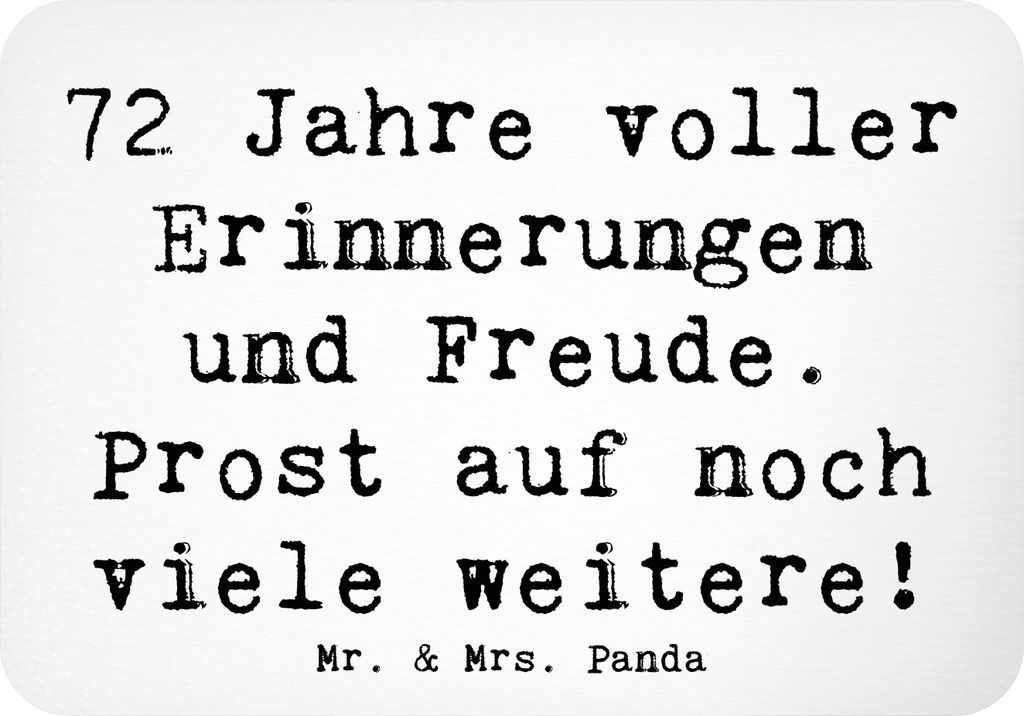 Mr. & Mrs. Panda Kühlschrankmagnet Spruch 72. Geburtstag Glückwünsche - Weiß - Geschenk, Liebe, Erinnerungen, Happy Birthday, Notizhalter, Dank...