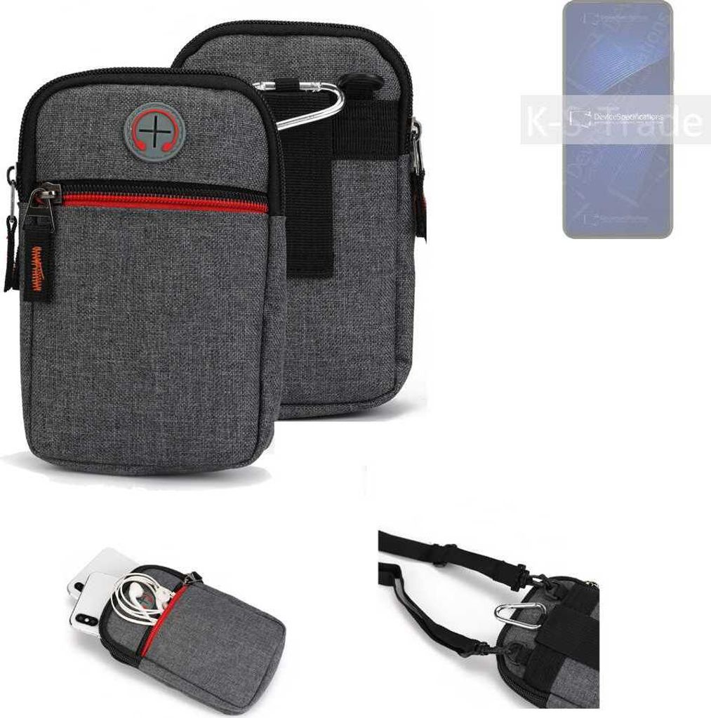 K-S-Trade Holster Gürteltasche kompatibel mit ZTE Axon 41 5G Handy Tasche Schutz Hülle grau Zusatzfächer 1x