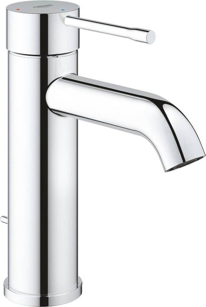 Grohe Essence Einhand-Waschtischbatterie, Energie-Spar-Funktion, S-Size, Ausladung 116mm, mit Zugstangen-Ablaufgarnitur, chrom, 24180001