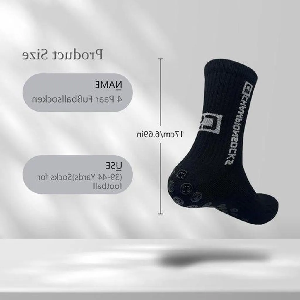 Chaussettes de football antidérapantes homme - Pack de 4 paires (39-44)