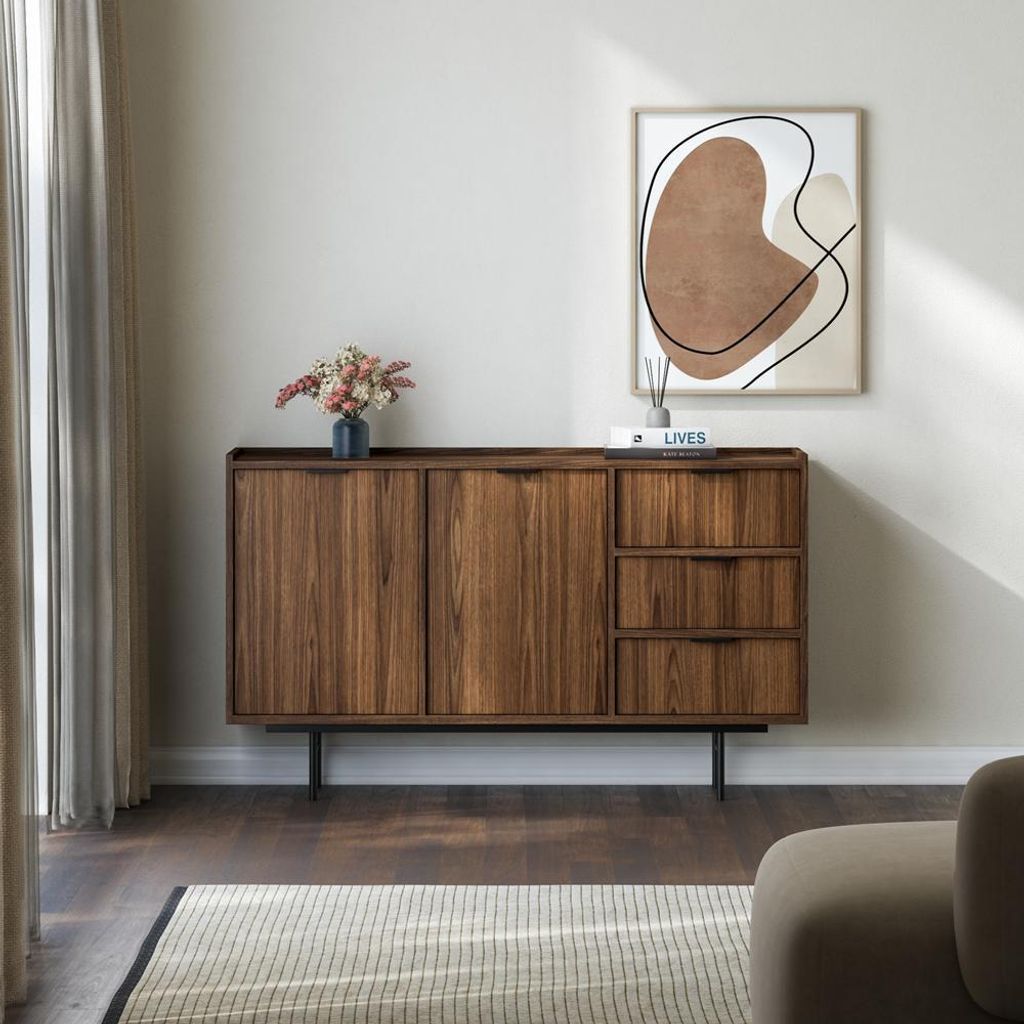 Kommode EDISON 2D3S - 150 cm - Sideboard, Mehrzweckschrank (Warmia Walnut)