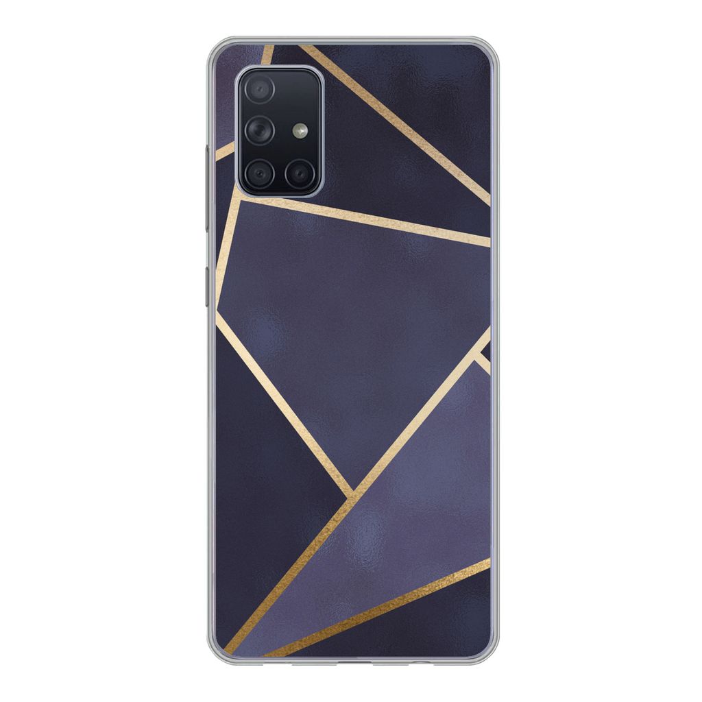 MuchoWow Handyhülle Schutzhülle Hülle für Samsung Galaxy A51 Marmor - Blau - Collage Silikon Softcase Handy Hülle - Schutzabdeckung
