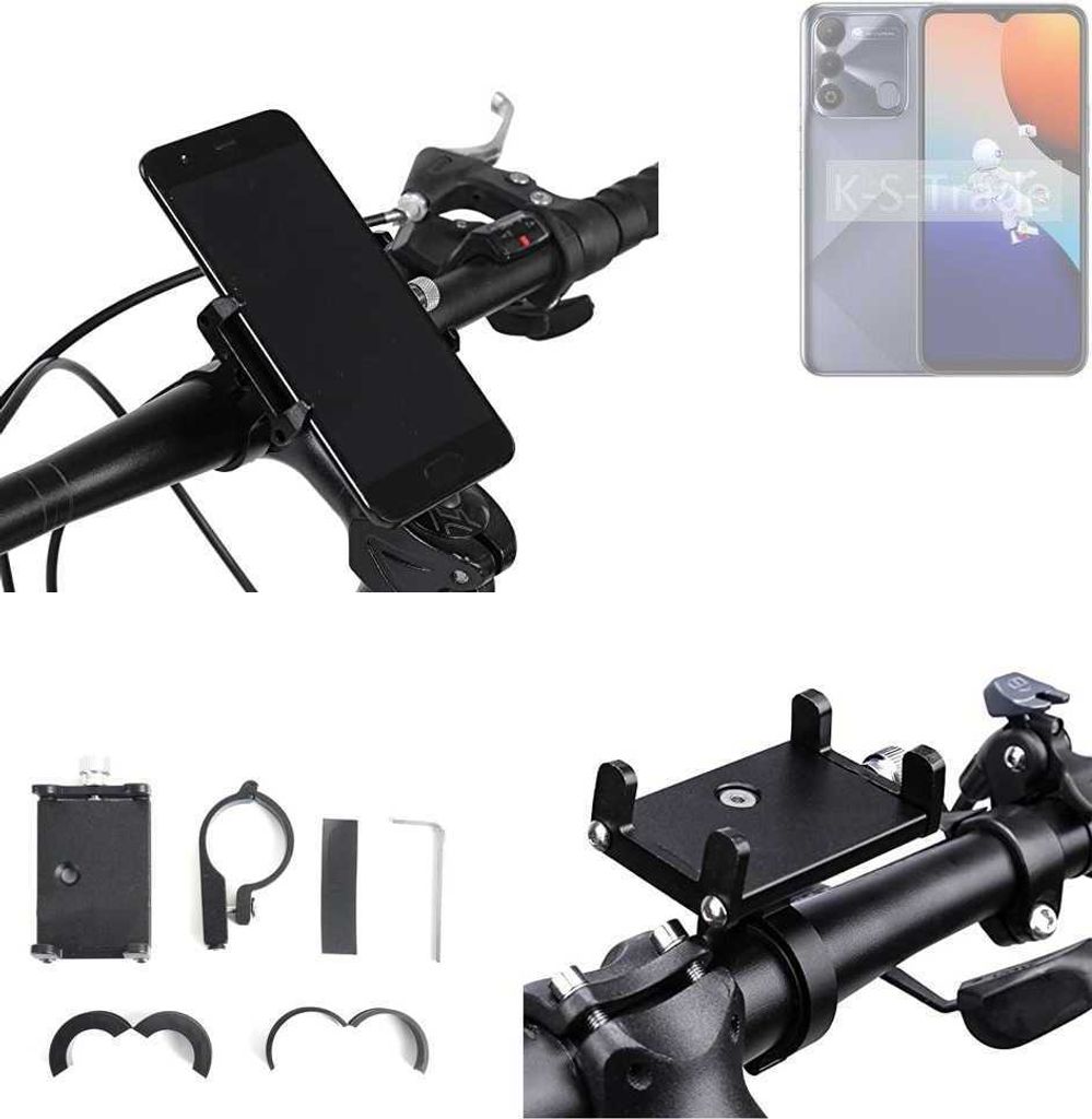 K-S-Trade Handyhalterung für das Fahrrad kompatibel mit Tecno Spark 9 Halter Lenkstange Fahrradhalterung Motorrad Bike Mount Befestigung Smartphone