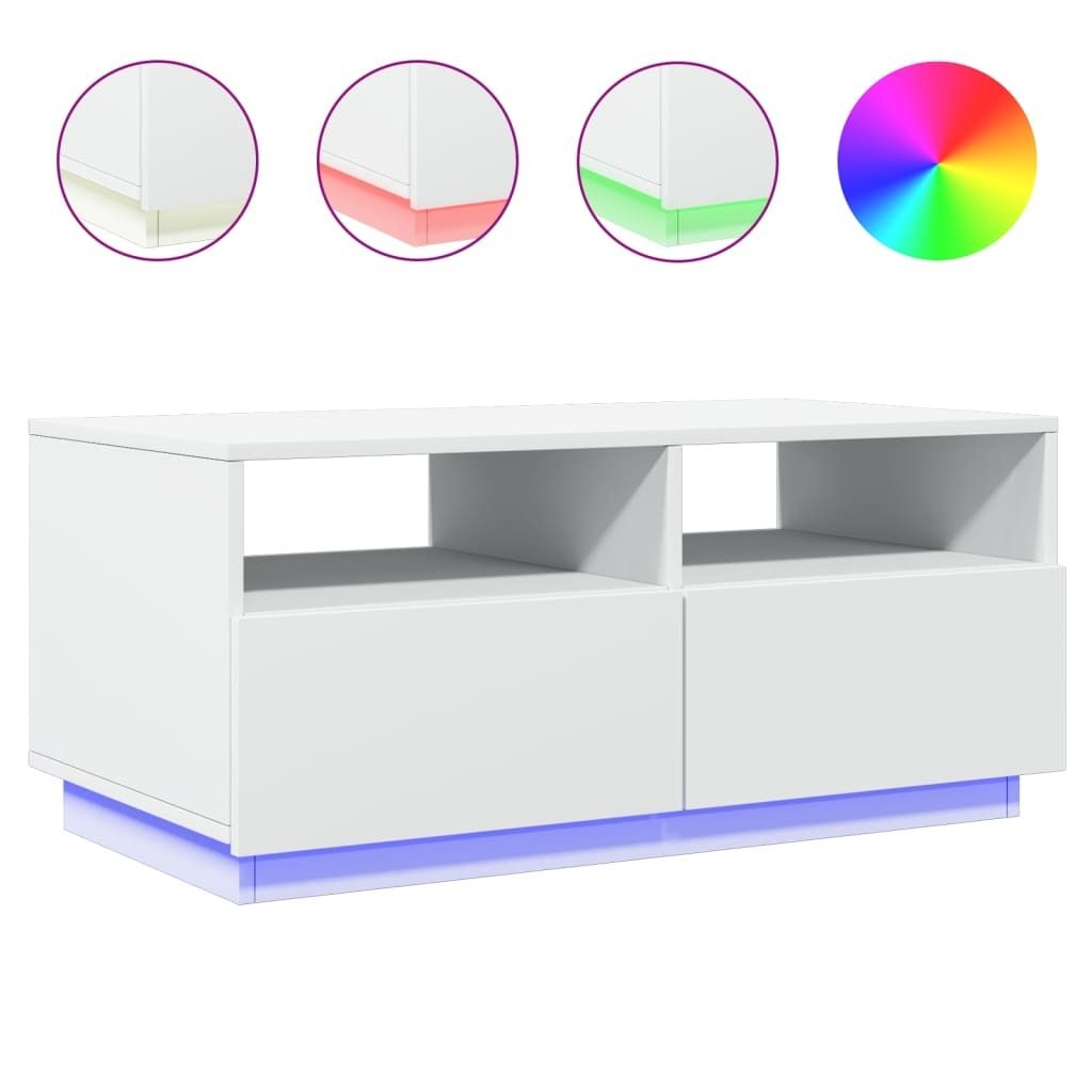 Tavolino con luci LED bianco 90x49x40 cm Immagine del prodotto 