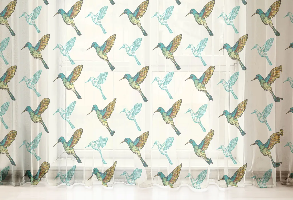 Tapisserie murale motif colibri coloré grand tissu déco 220x274