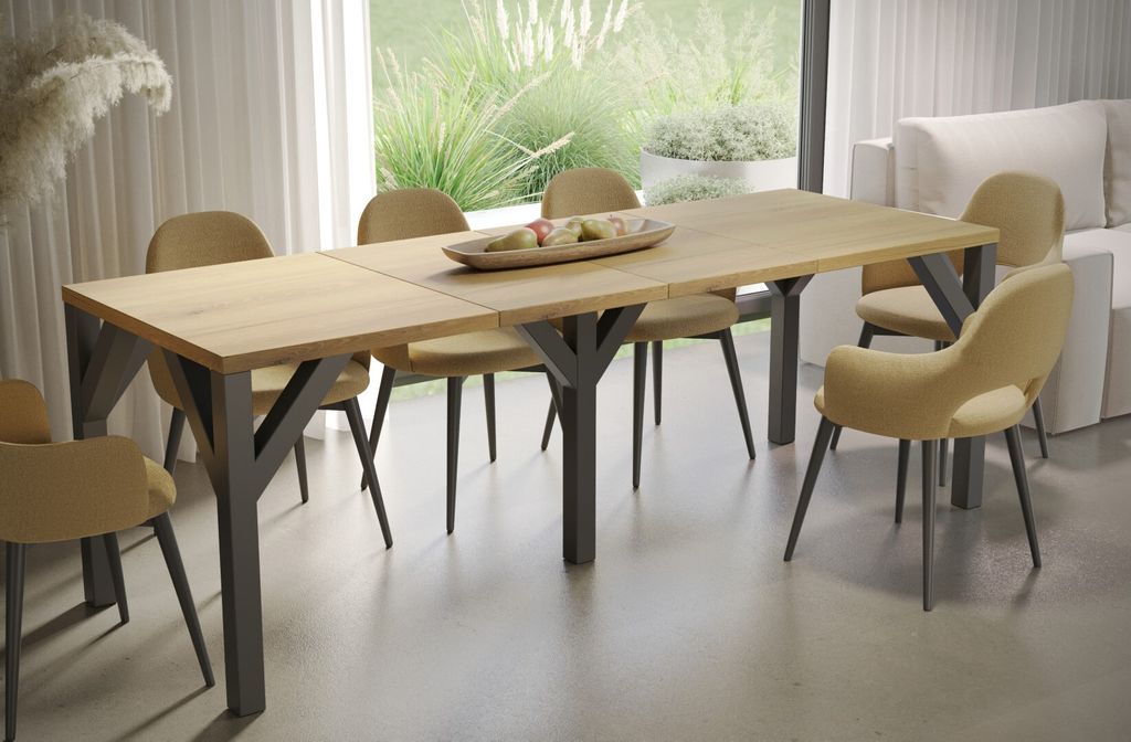 Endo-Moebel Esstisch Baltika 130cm - 185cm erweiterbar ausziehbar Holz Küchentisch (Natur Eiche)
