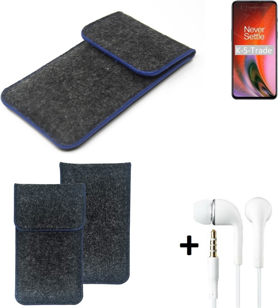 K-S-Trade Handy Schutz Hülle kompatibel mit OnePlus Nord 2 5G Schutzhülle Handyhülle Filztasche Pouch Tasche Case Sleeve Filzhülle dunkelgrau,