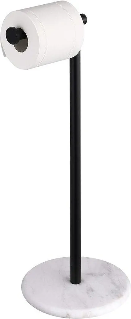 Porte-rouleau WC noir mat en acier inoxydable, socle stable et anti-rouille