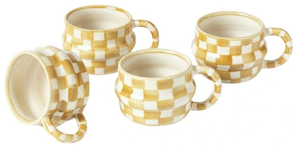 Nordal Ysia Becher 4er-Set kariertes Steingut 300 ml