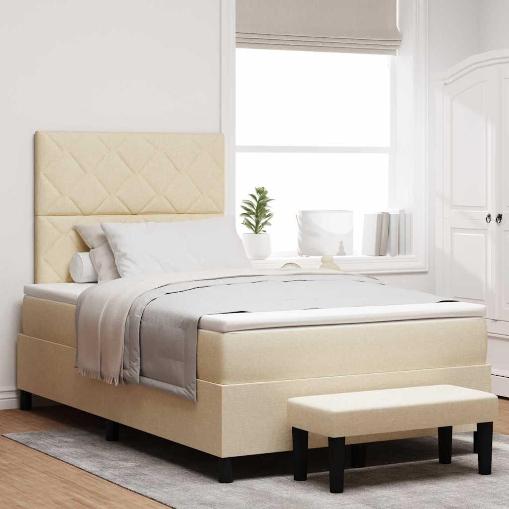 Maison Exclusive - Boxspringbett mit Kopfteil Creme 120 x 200 cm Stoff