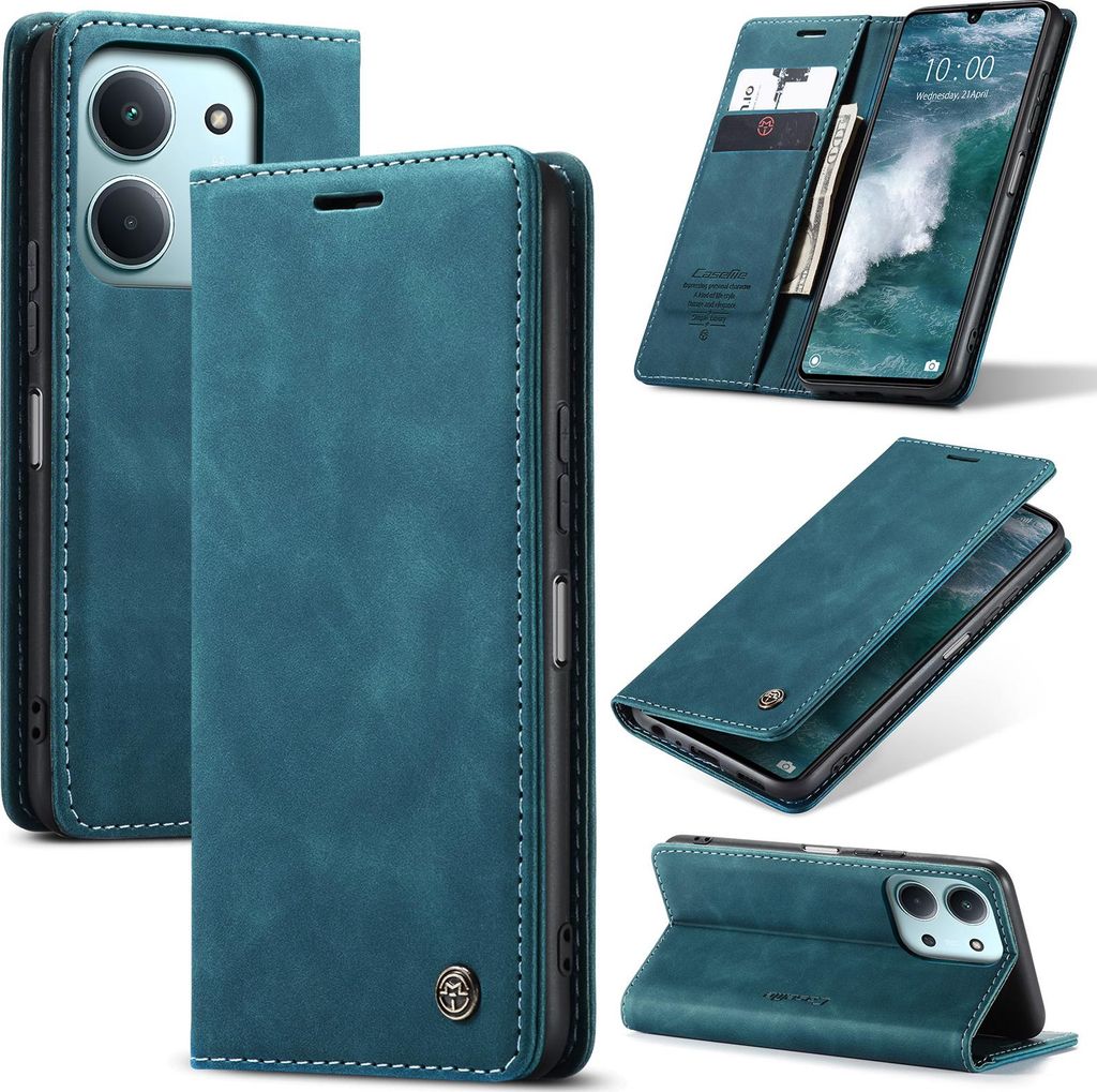 Hülle für Xiaomi Redmi 15C 5G/4G Retro Kunstledertasche mit Standfunktion Schutzhülle Blau