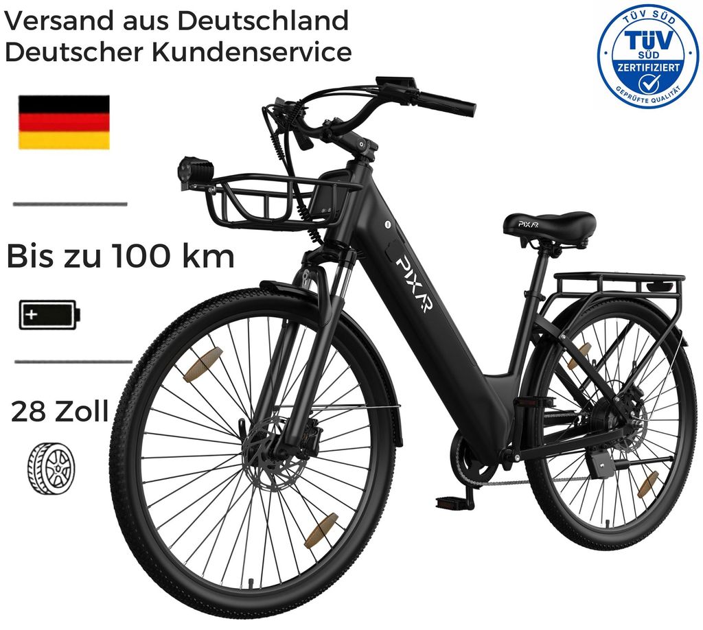 PIXAR C1 Pro Pedelec 28 Zoll E-Bike, 36V 18Ah Akku , Shimano 7 Gang