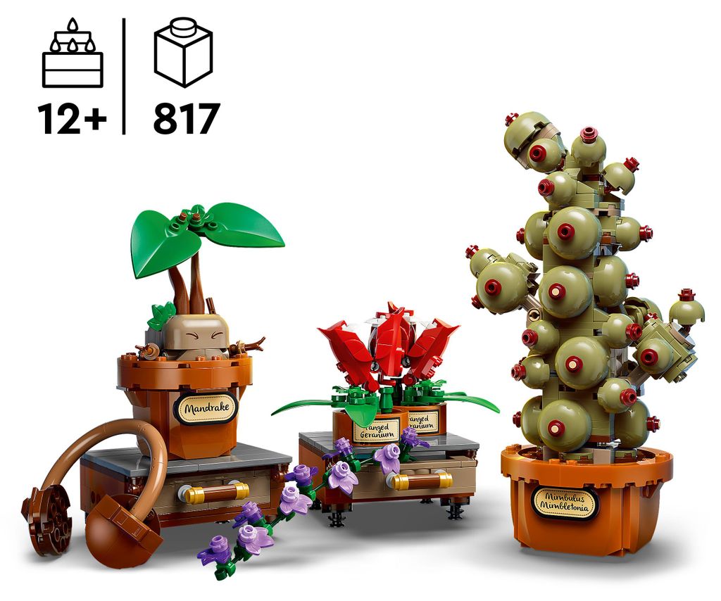LEGO Harry Potter Schloss Hogwarts: Kräuterkunde-Pflanzen - interaktives Spielzeug - künstliche Topfpflanzen mit Blumen - DIY Deko - Geschenk fü...