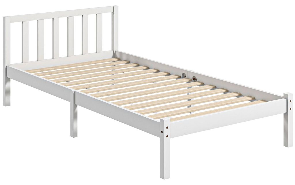 Bettrahmen Holzbett, 208 x 96 cm Bettgestell mit Kopfteil Produktbild 