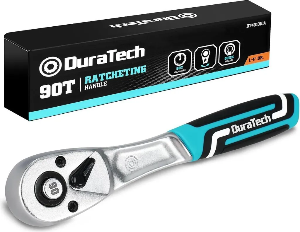 Cliquet 1/4 réversible 90 dents haute résistance en chrome-vanadium