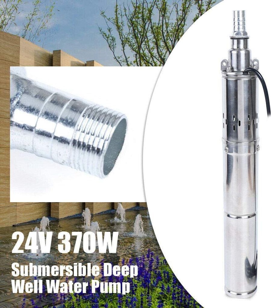 Tauchpumpe Tiefbrunnenpumpe Brunnenpumpe Edelstahl Solarwasserpumpe 65 m 370W 24V Solar Wasserpumpe für sauberes Schmutzwasser