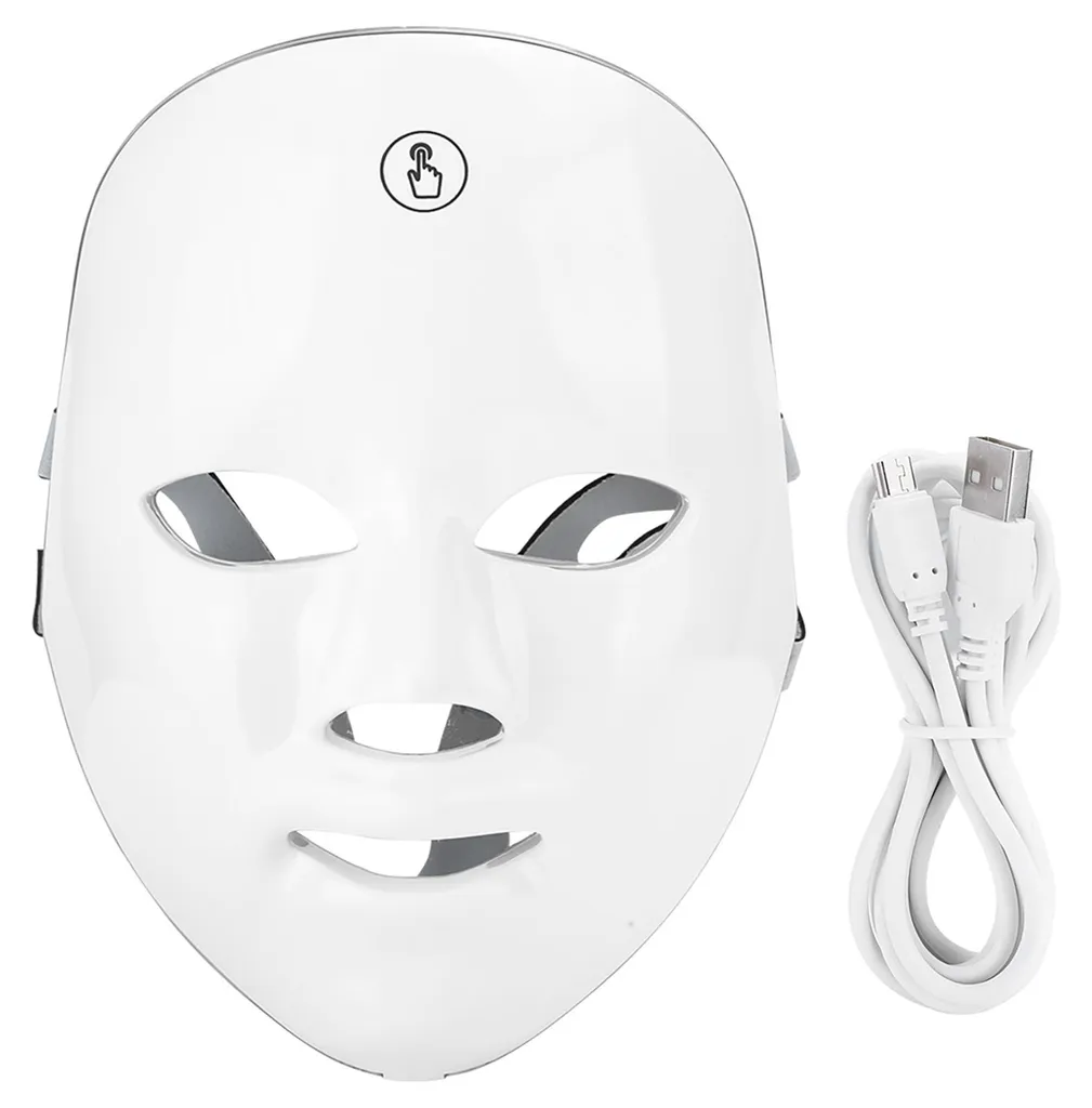 Masque LED Visage Photothérapie Rechargeable USB pour Soin Anti-Acné