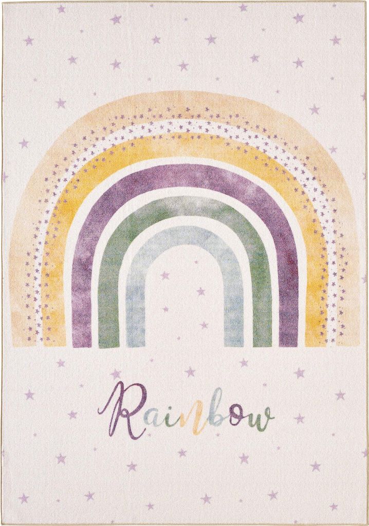 Play Regenbogen kinderteppich antirutsch rechteckig 120x170cm creme