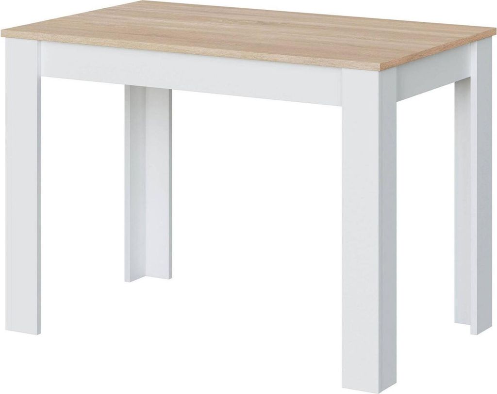 Fester Tisch Dghio, Esszimmertisch, Moderner Konsolentisch für Wohnzimmer oder Küche, 109x67x78 cm, Weiß und Eiche