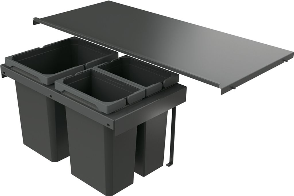 Naber 8013422 Abfallsammler Cox Stand-UP 350 K/900-3, anthrazit, 30,5 (2x7,5/1x15,5) Liter / 90 cm Schrankbreite