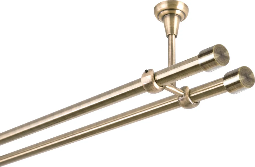 Doppio Bastone Tende 420 cm Oro Antico Soffitto - Kit Installazione - 2