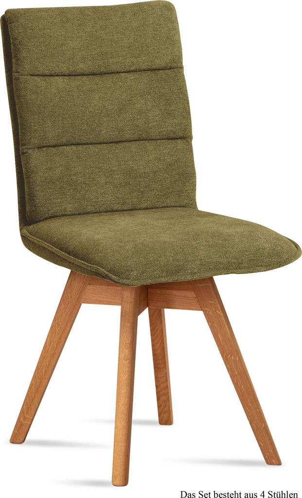 Esszimmerstuhl drehbar (4er-Set) Dorle 47x92x60 Eiche geölt/Olivgrün