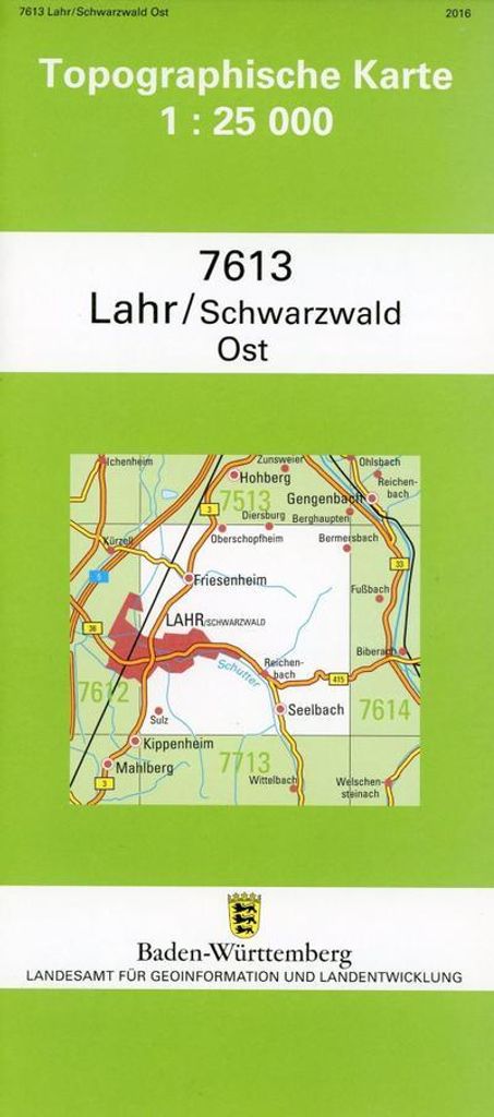 Topographische Karte Baden-Württemberg Lahr/Schwarzwald, Ost
