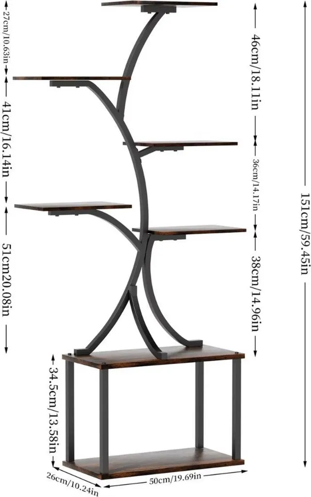 Optimisez votre espace : Support plantes vertical 151 cm Métal et MDF - 4