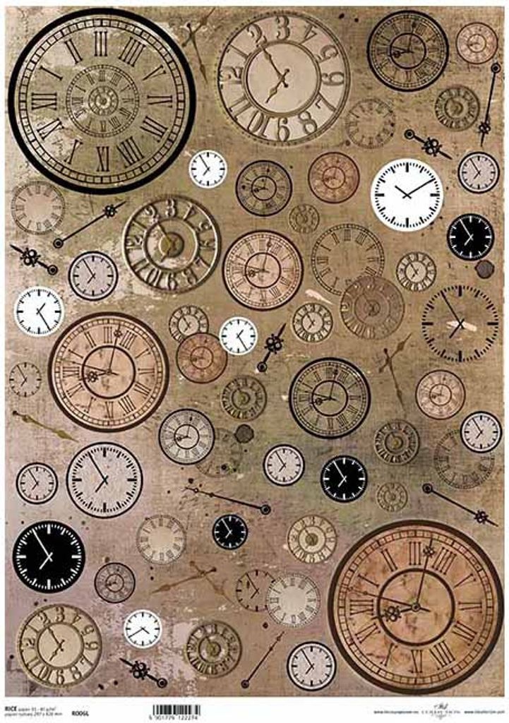 ITD Reispapier Decoupage Bastelpapier A3, Uhren 0006L Produktbild 