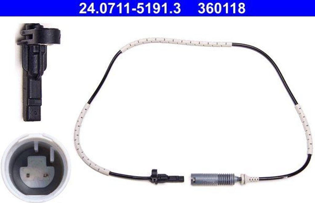 ATE 24.0711-5191.3 Raddrehzahlsensor OE 34526762476 kompatibel mit 1er E81, 1er E87, 1er E88, 1er E82, 3er E90, 3er E93, 3er E92, 3er E91