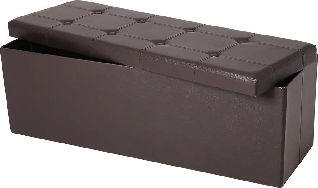 Banc marron en similicuir 110 cm - Assise rembourrée et facile à nettoyer