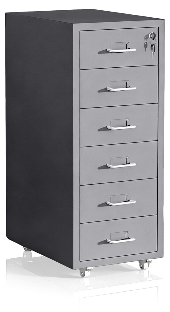 Caisson à roulettes Relaxdays, 6 tiroirs, H x l x P : 69 x Image du produit 