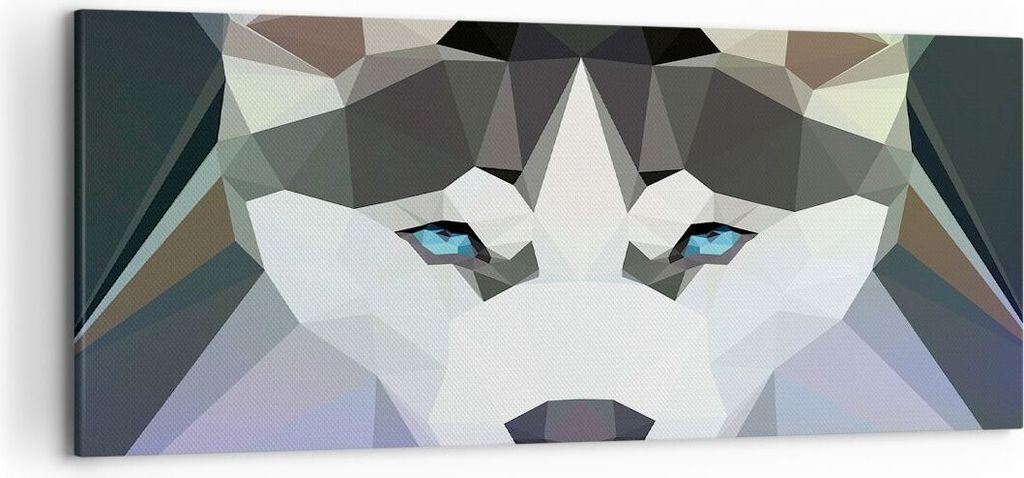 Bild auf Leinwand - Leinwandbild - Hund Husky Portrait - 120x50cm - Wand Bild - Wanddeko - Leinwanddruck - Bilder - Kunstdruck - Wanddekoration - L...