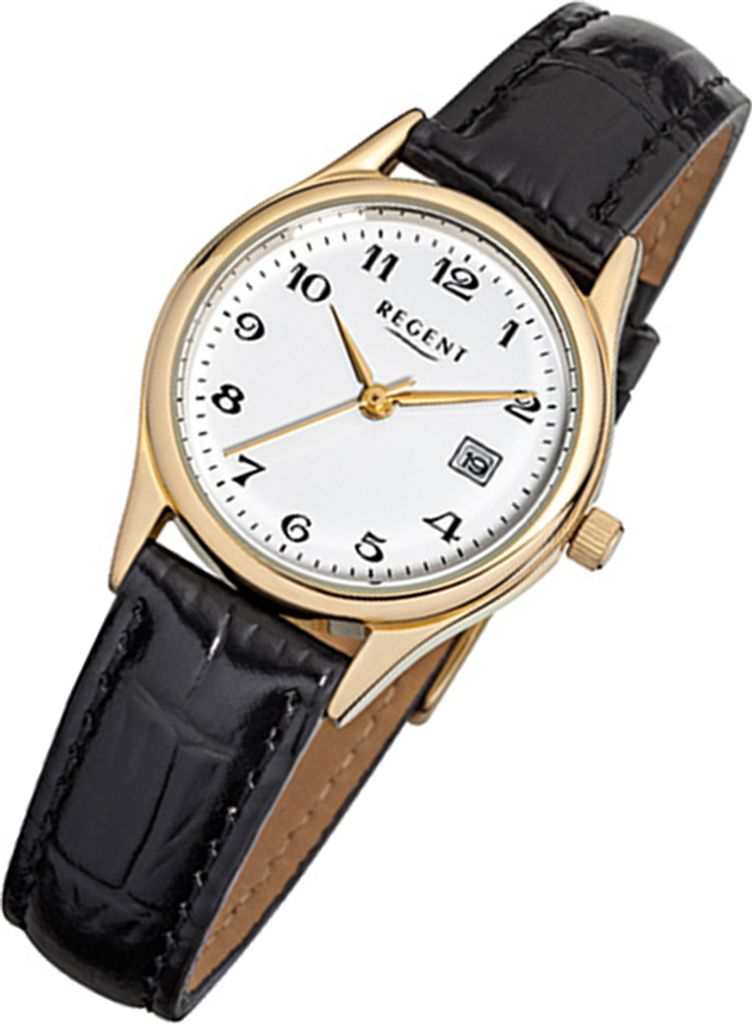 Regent Uhr Mit Schwarzem Lederarmband Damen REGENT Damenuhr Eckig