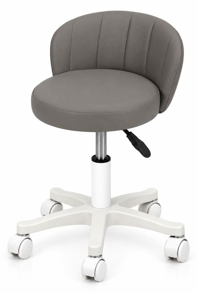Kosmetikhocker Aurea mit Lehne, höhenverstellbar, Grau Produktbild 