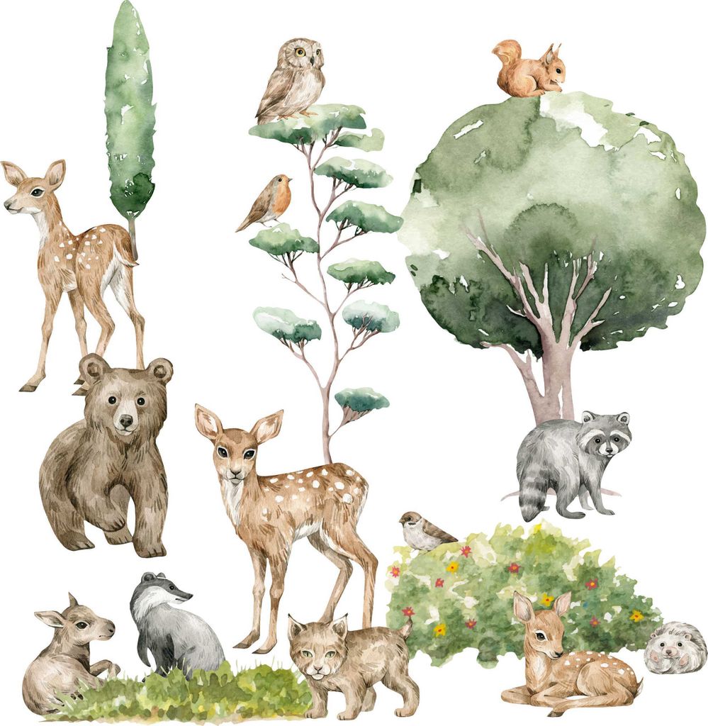 Wandtattoo Wald mit umweltfreundlichen, geruchsneutralen Druckfarben - Wandsticker, Wandaufkleber Kinder 170 x 300 cm