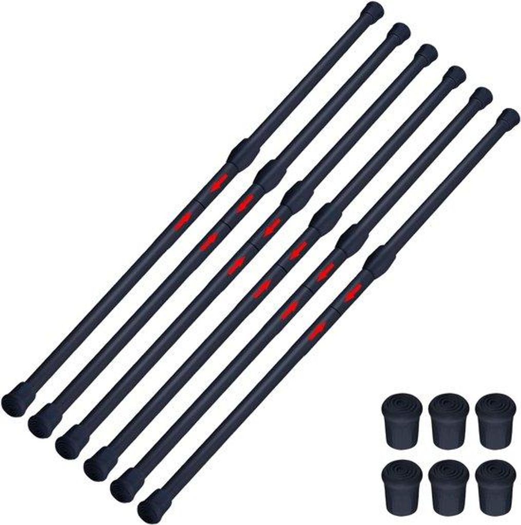 Teleskopstangen ohne Bohrer - 6 Stück - Schwarz - 40-70 cm und 75-106 cm