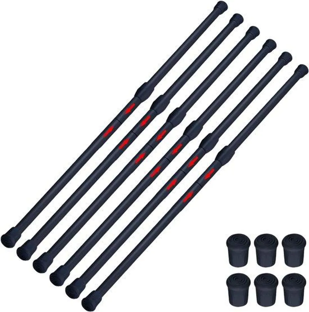 Tringle à rideau extensible noire sans perçage lot de 6 unités réglables