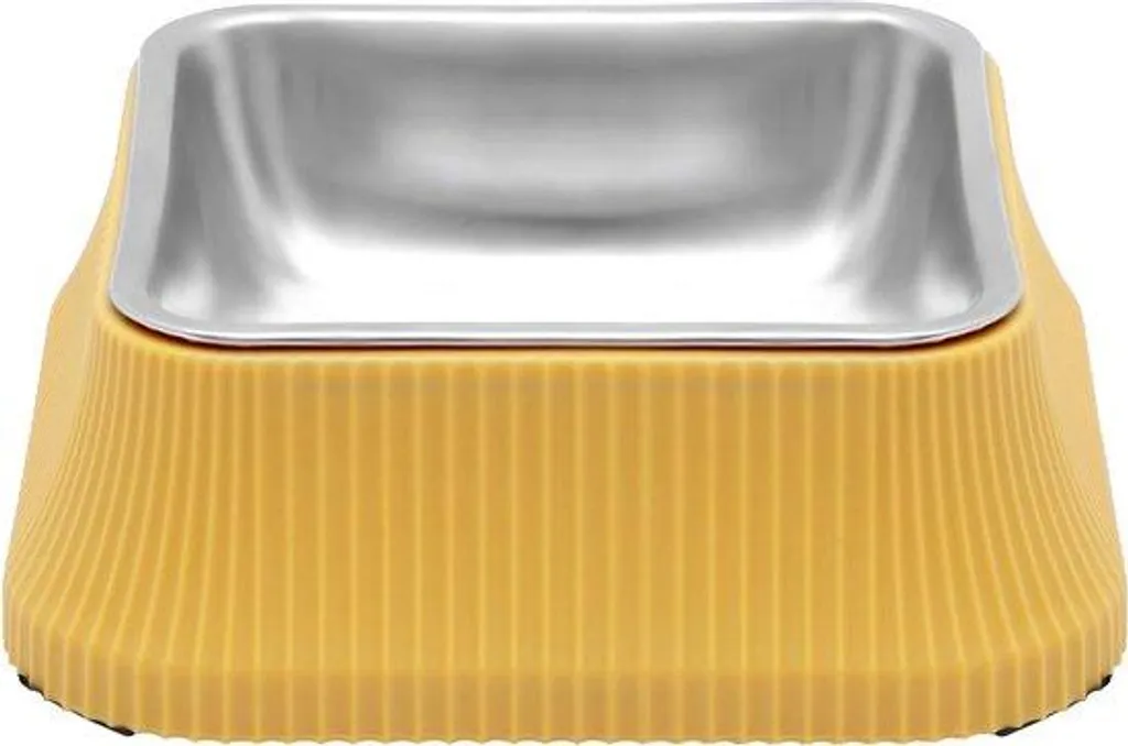 Écuelle antidérapante en inox pour chien et chat, coloris jaune vif